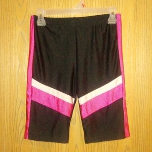 BLaCK/HoT Pink & white striped elastic waist biker shorts *@Size: L   *See pics*